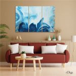 Blue & Golden Swirl Art Abstract Wall Art