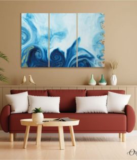 Blue & Golden Swirl Art Abstract Wall Art