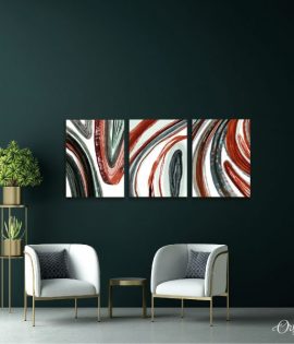 Red And Green Colors Flow Marble Abstract Wall Art