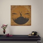 deer on hill vintage effect art animal wall art