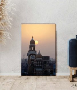 Sunset View Of clock Tower Architecture Wall Art