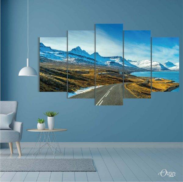 snowy mountain lake landscape wall art