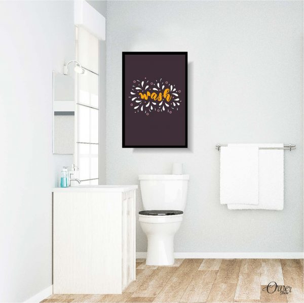 wash typography bathroom wall art
