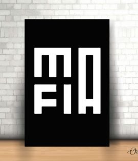 mafia typography black and white poster wall art