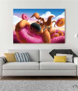 scooby doo eating donuts cartoon poster wall art