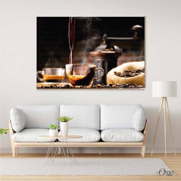 steamy hot coffee cup food poster wall art