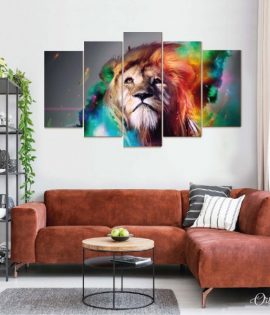 colorful lion art animal wall art