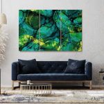 green and black splash marble abstract wall art