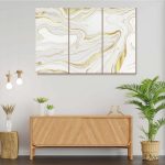 white and golden foil pattern marble abstract wall art