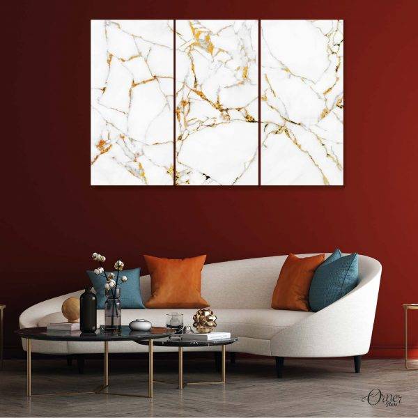 white and gold spider marble abstract wall art