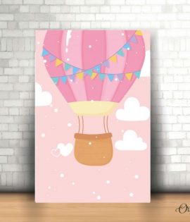 pink hot air ballon nursery poster wall art