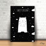 sweet dream polar bear nursery poster wall art