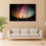 a man starring the stars at nigh nature wall art