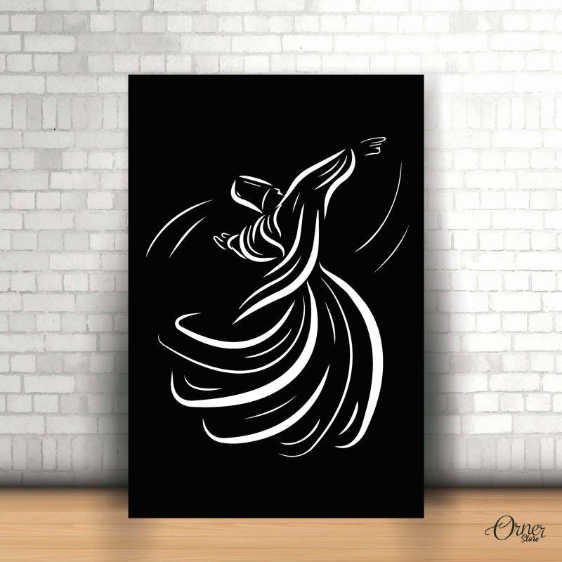 black and white dervish line poster wall art
