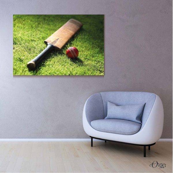 cricket bat and ball sports poster wall art