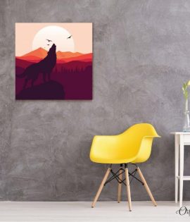 wolf and birds silhouette animal wall art