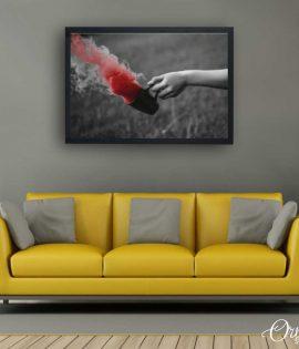 Red Smoke Out Of Cup (Single Panel) | Abstract Wall Art