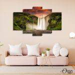 Skogafoss-Waterfall-5-Panels-Nature-Wall-Art