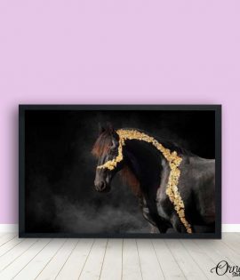 Black Horse Covered In Gold | Animal Poster Wall Art