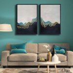 Abstract Golden Metallic Waves | Set of 2 | Abstract Wall Art