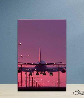 Airplane Landing At Sunset | Travel Poster Wall Art