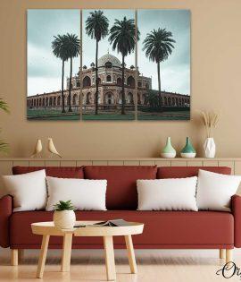 The Elegant View of Humayun's Tomb | 3 Panels | Architecture Wall Art