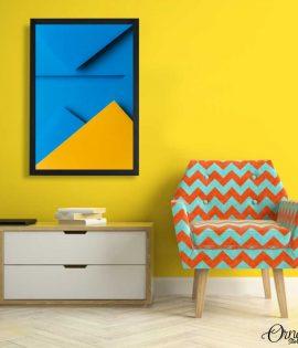 Yellow & Blue Abstract Paper Arrangement | Abstract Poster Wall Art